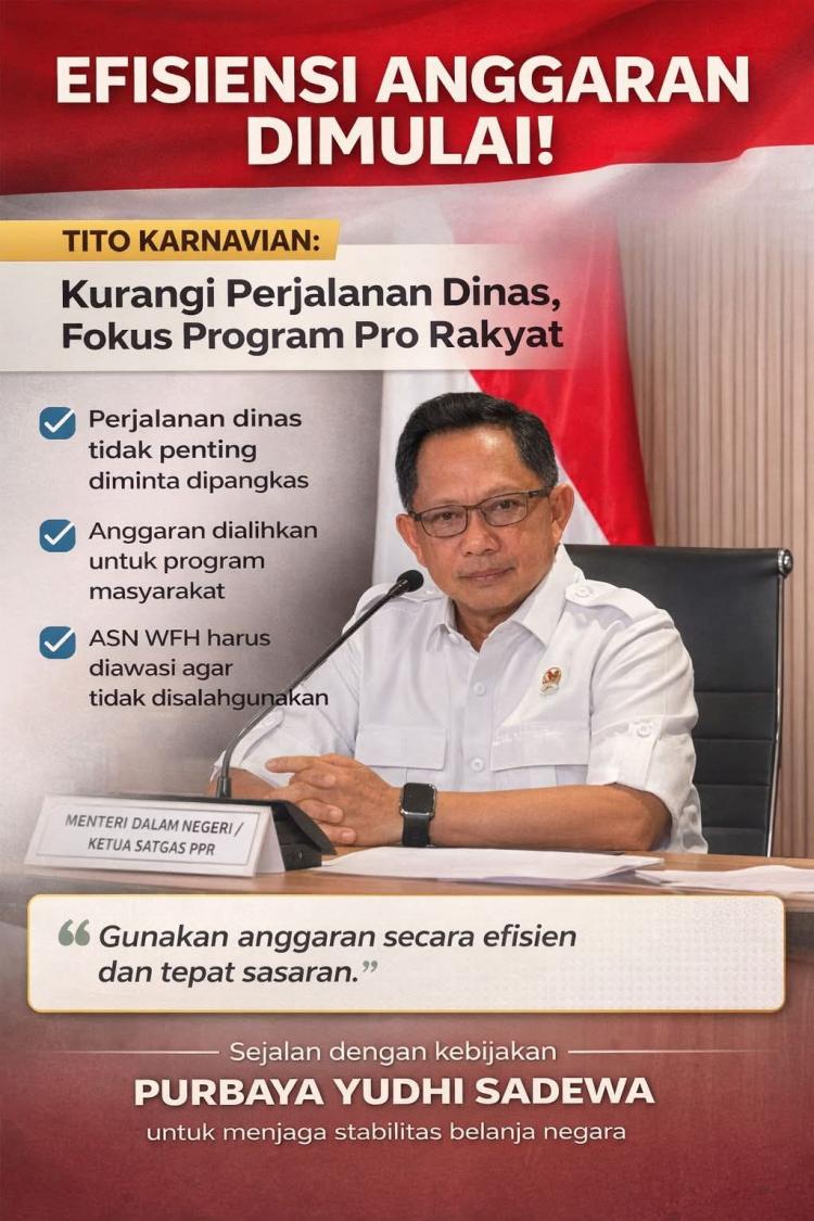 Mendagri Tekankan Efisiensi Daerah, Perjalanan Dinas Dipangkas untuk Program Rakyat